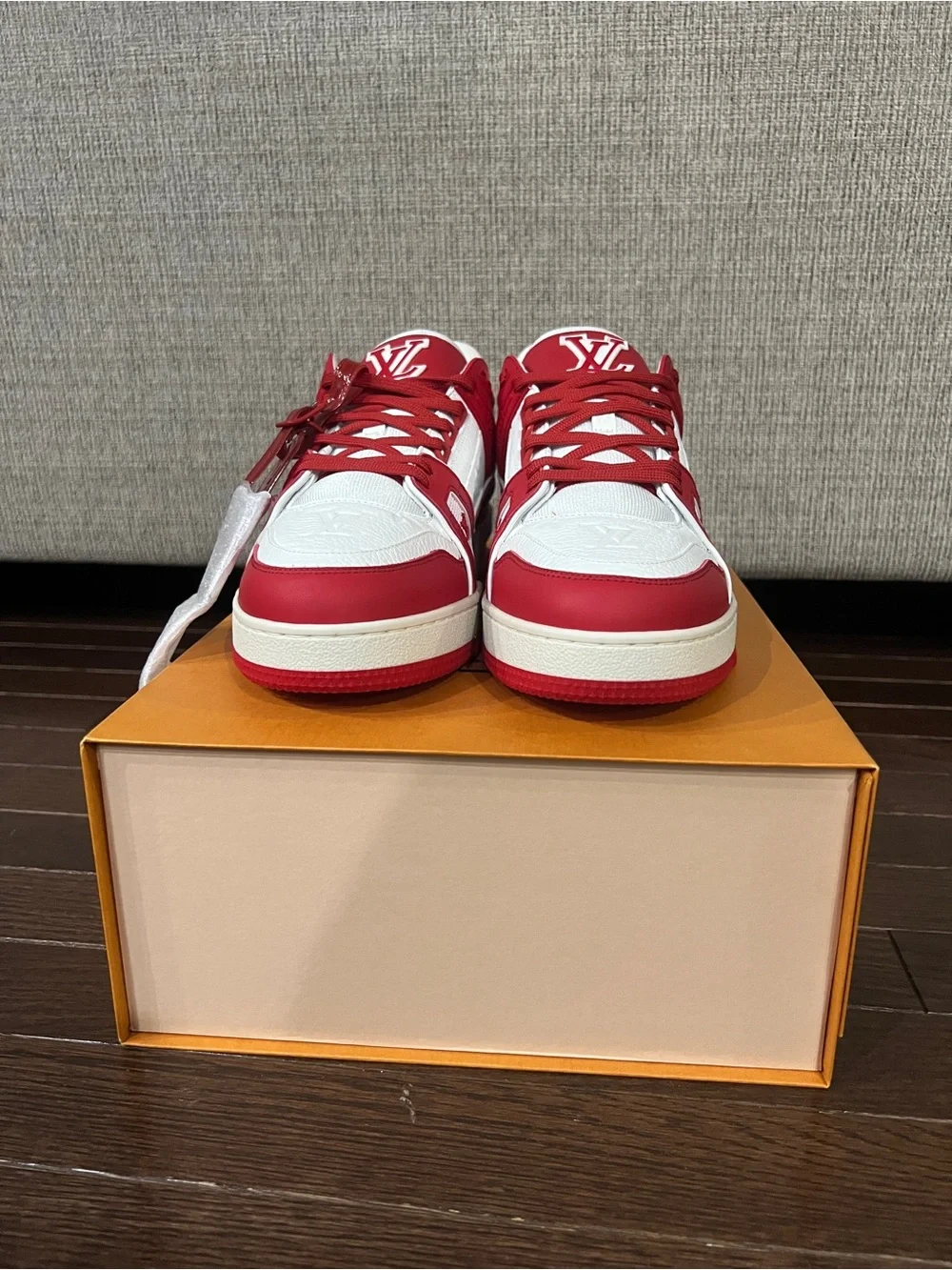 Louis Vuitton White and Red Low-Top Sneaker